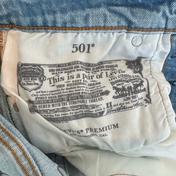 Levi's 501 Logo Spellout Trim Cutoff Denim Shorts - 27 - Picture 8 of 9